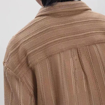 Stylish Men's Mesh Knitted Hollow-Out Transparent Shirt - Breathable, Modern Men's Fashion