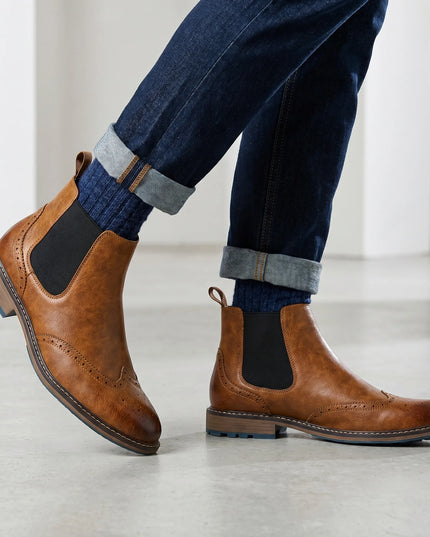 Men's Faux Leather Ankle Boots with Retro Style