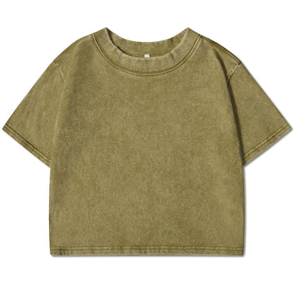 Women's Slim Fit Washed Cropped T-Shirt