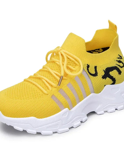 Women's Breathable Casual Lace-Up Sneakers with Thick Sole