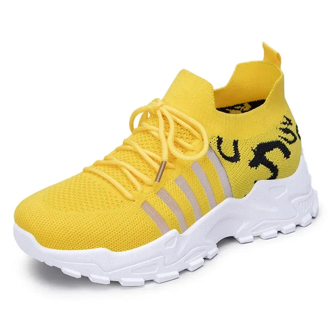 Women's Breathable Casual Lace-Up Sneakers with Thick Sole