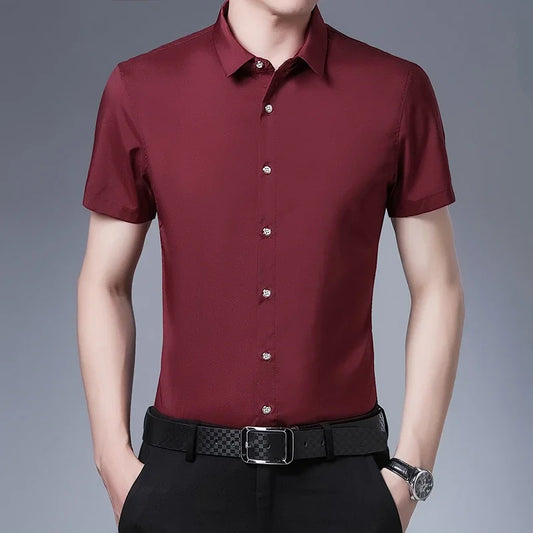 Men's Casual Plain Short Sleeve Shirt - Various Colors