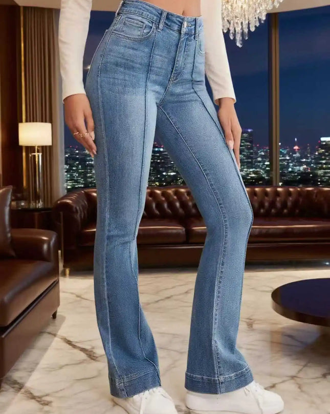 Stretch Women's Flared Jeans with Seam Detail