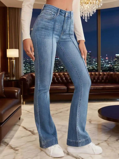Stretch Women's Flared Jeans with Seam Detail