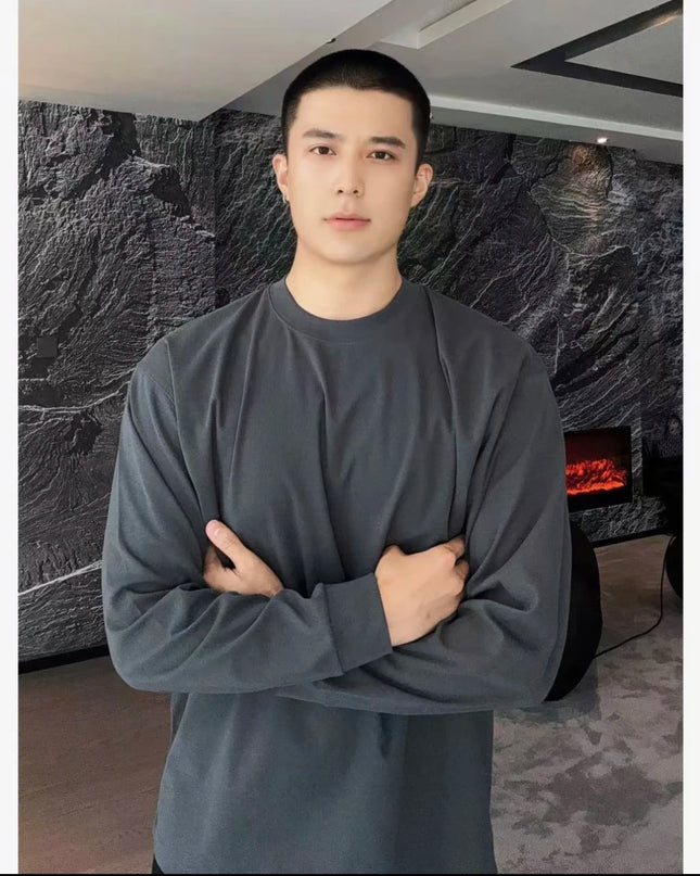 Men's Cotton Long Sleeve Casual Loose Fit Sweater