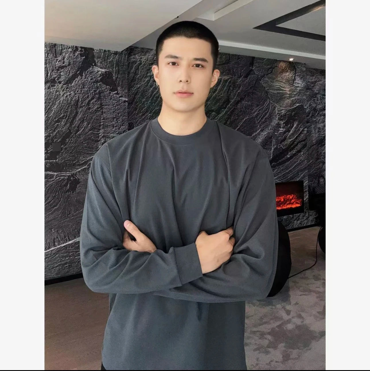 Men's Cotton Long Sleeve Casual Loose Fit Sweater
