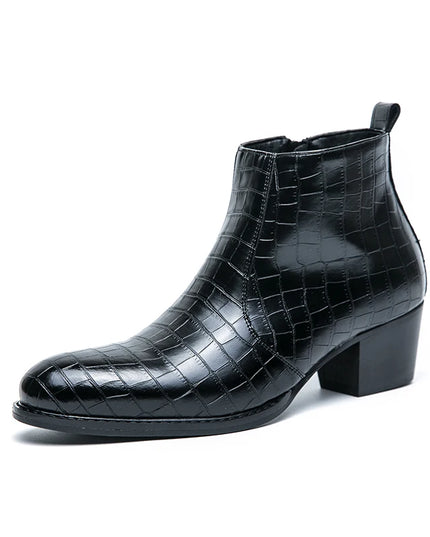 Men's Luxury Leather Ankle Boots with High Heels