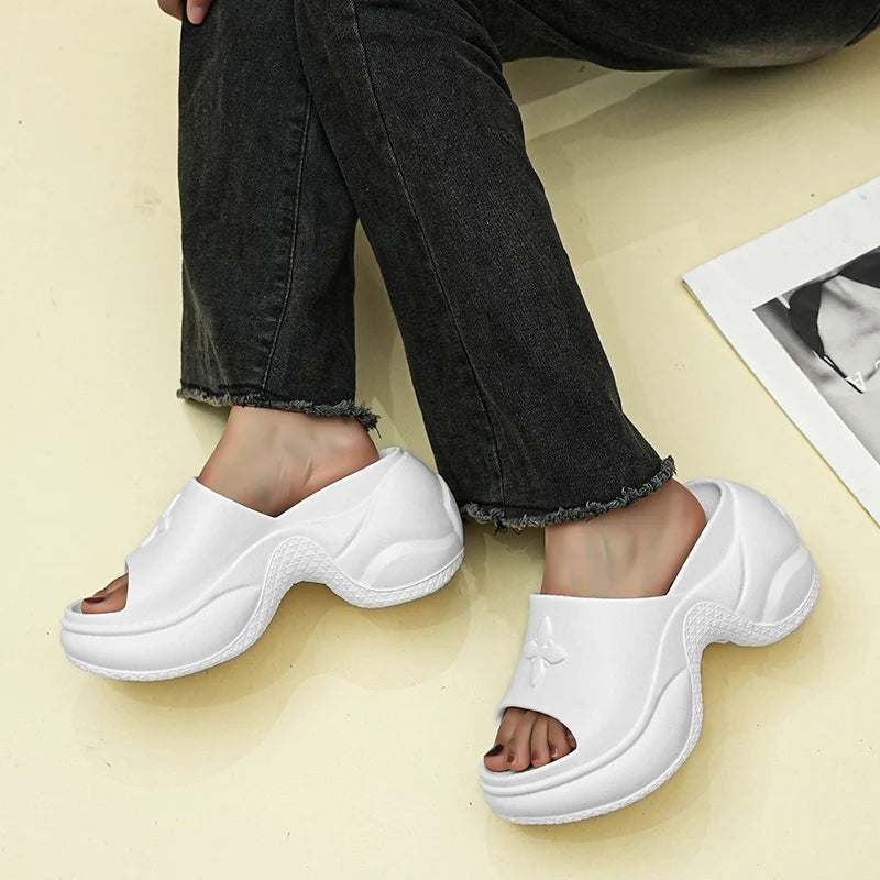 Women’s Thick Sole Wedge Heels – 9cm Chunky Platform Slippers