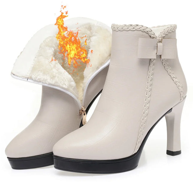 Velvet Stiletto Heel Ankle Boots for Women with Platform and Pointed Toe