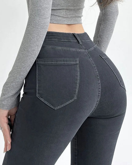 High-Waisted Women's Elastic Slim Jeans