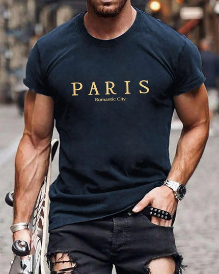 "Paris" Graphic Print Loose Fit T-Shirt For Men