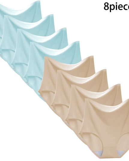 8-Pack Women’s Ice Silk Seamless Triangle Briefs - Comfortable, Tight Fit, Elastic Underwear Set