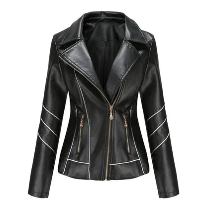 Women's PU Faux Leather Casual Biker Jacket