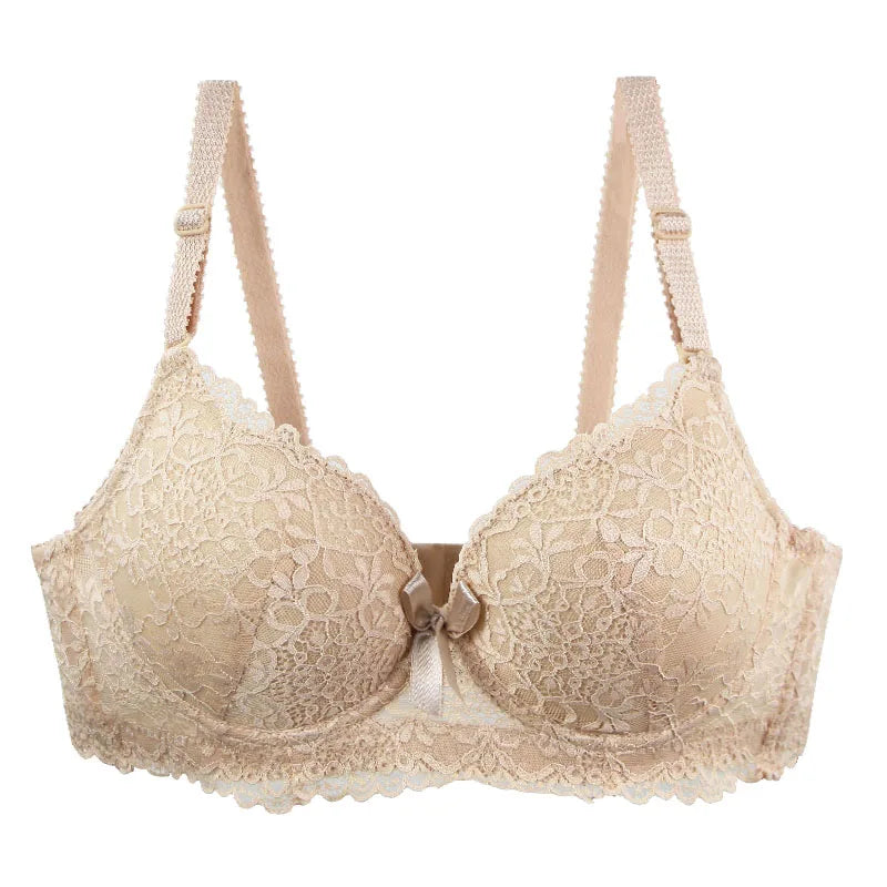 Women’s Floral Bow Push-Up Bra with Cup Support