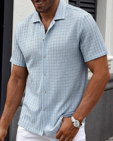 Vintage Mesh Mens Casual Breathable Hollow-Out Shirt