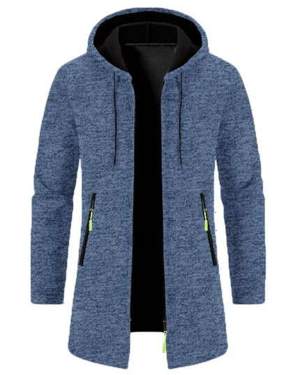 Men's Thick Warm Fleece Zipper Hoodie Casual Long Sleeve Coat