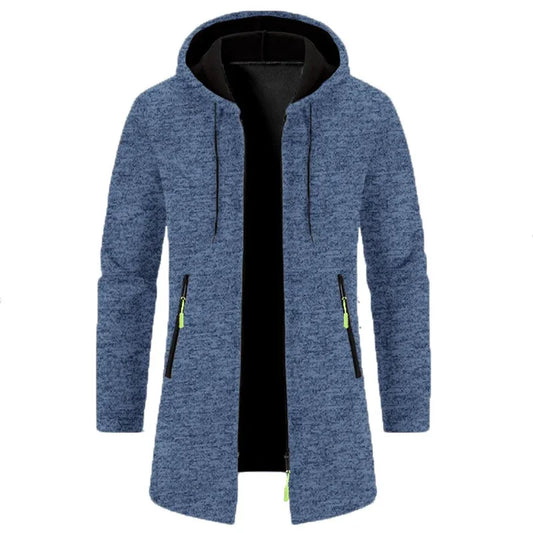Men's Thick Warm Fleece Zipper Hoodie Casual Long Sleeve Coat