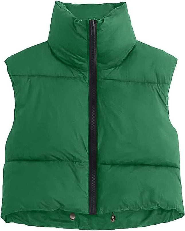 Women's Cotton Parka Jacket with Down Vest and Stand-Up Collar