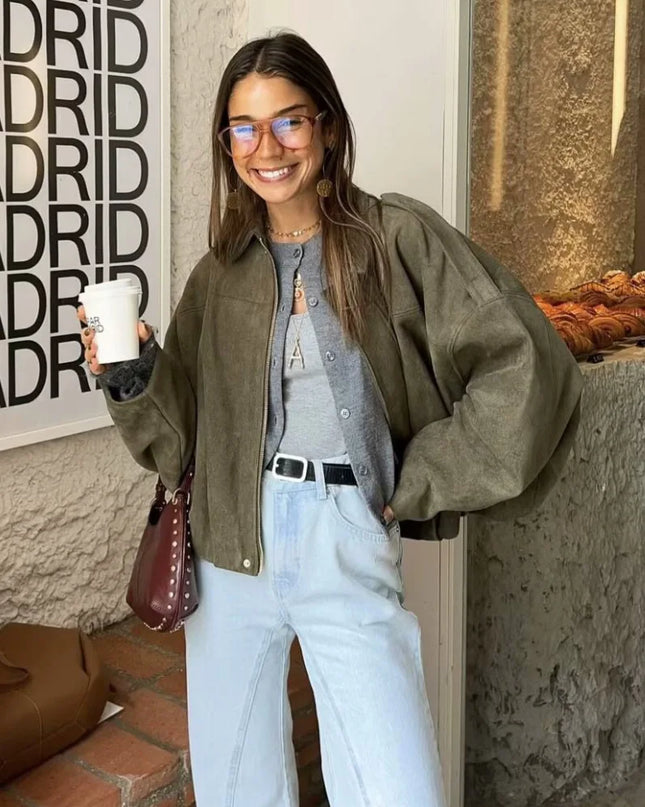 Vintage Women's Oversized Jacket - Loose Fit, Soft & Stylish Outerwear for Women