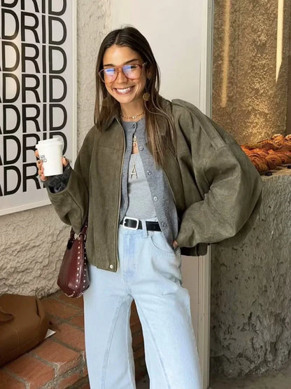 Vintage Women's Oversized Jacket - Loose Fit, Soft & Stylish Outerwear for Women