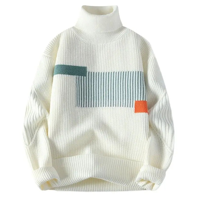 Men's Korean Knit Turtleneck Sweater - Stylish Warm Turtleneck for Men