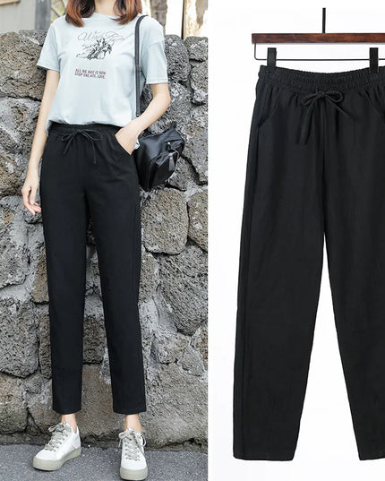 Women’s Cotton Linen Harem Pants – Elastic Waist - Various Colors