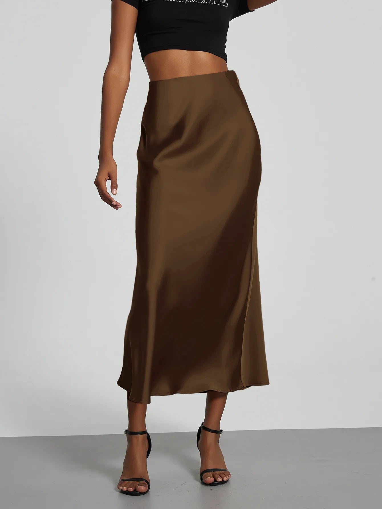 Women's Sophisticated High-Waisted Satin Maxi Skirt