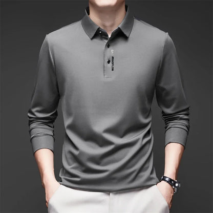 Men's Breathable Casual Long Sleeve Polo Shirt