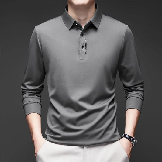 Men's Breathable Casual Long Sleeve Polo Shirt