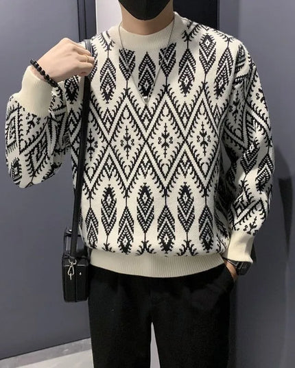 Half Turtleneck Jacquard Sweater for Men