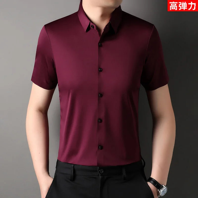 High-Stretch Men's Short Sleeve Casual Shirt