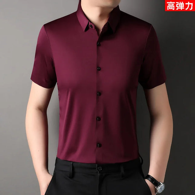 High-Stretch Men's Short Sleeve Shirt - Casual, Breathable, and Abrasion-Resistant