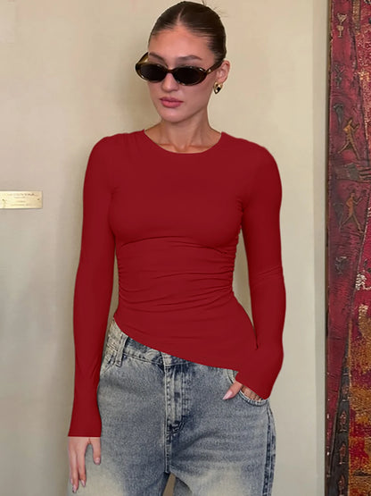 Hugcitar Women's Long Sleeve Irregular Slim Fit Sweater