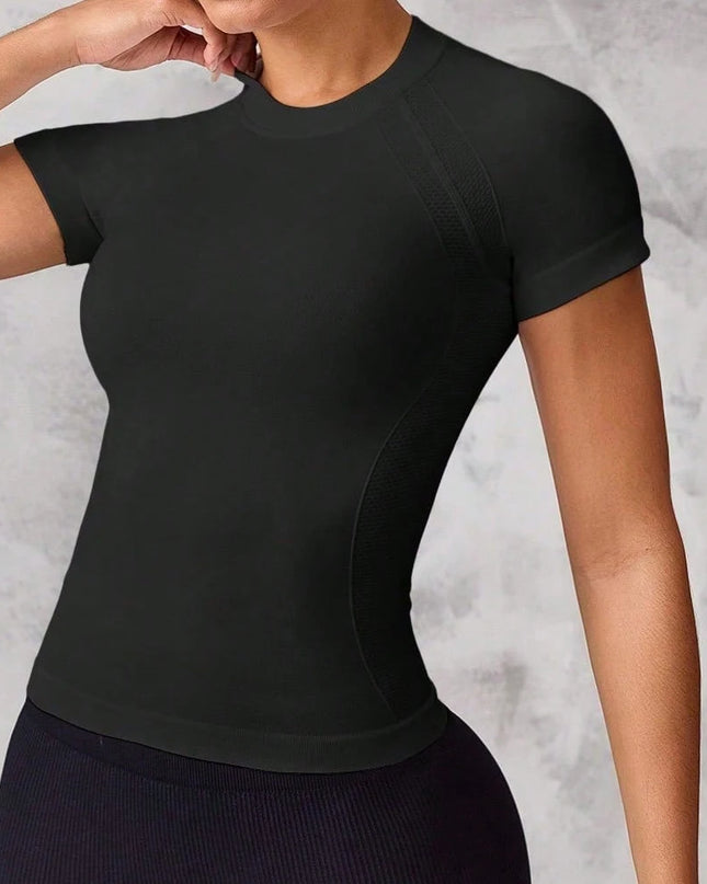 Women's Short-Sleeve Sports Top with Breathable, Quick-Drying Fabric