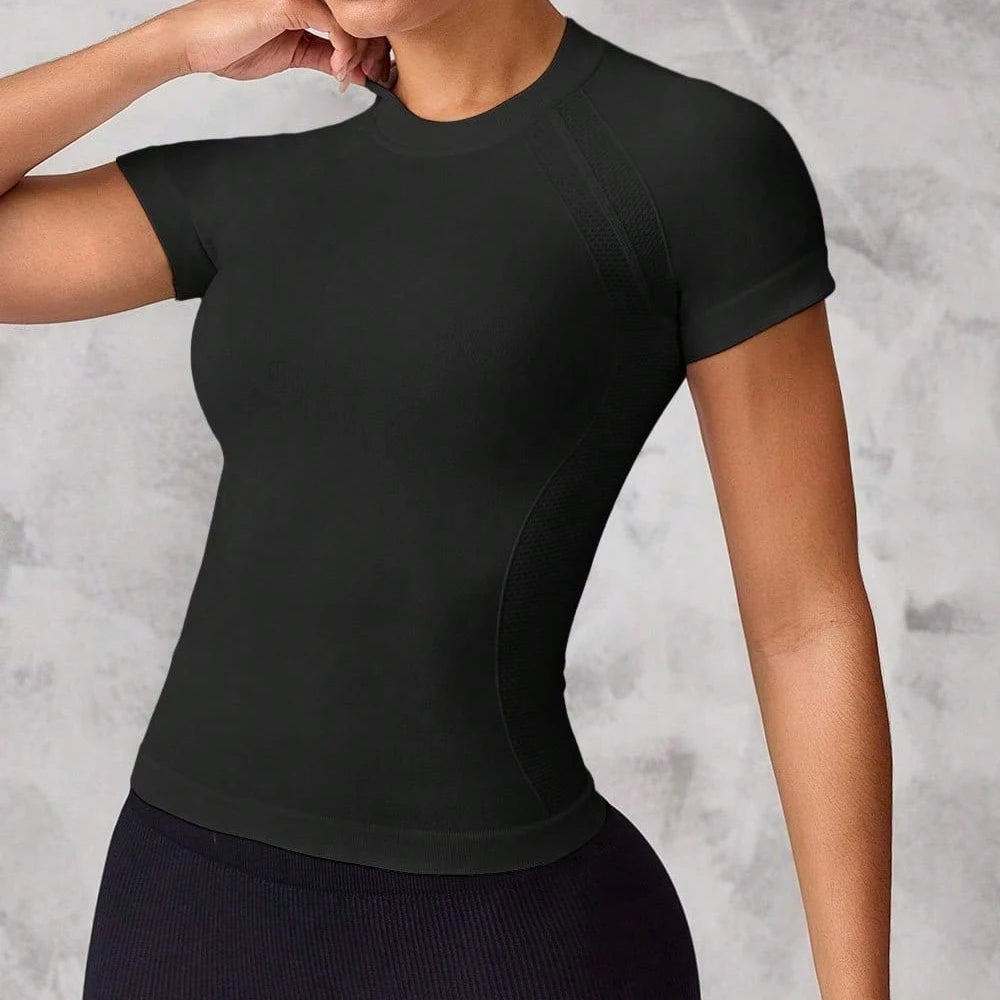 Women's Short-Sleeve Sports Top with Breathable, Quick-Drying Fabric
