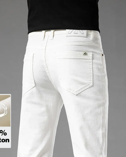 Men's Classic Stretch Straight Trousers - 98% Cotton Comfort Fit