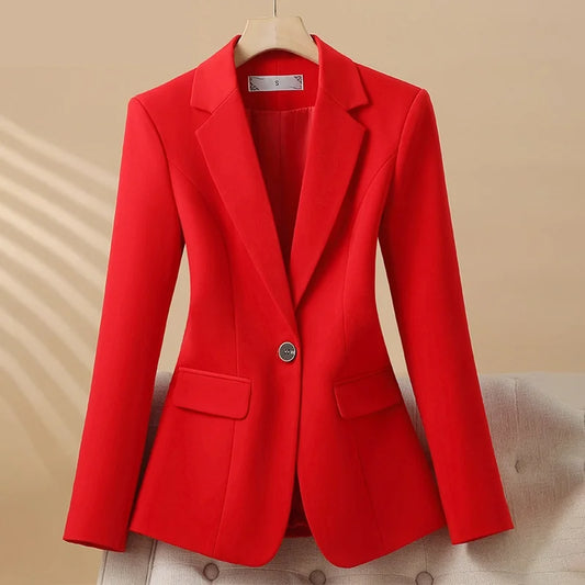 Women's Casual Slim Blazer with Single Button