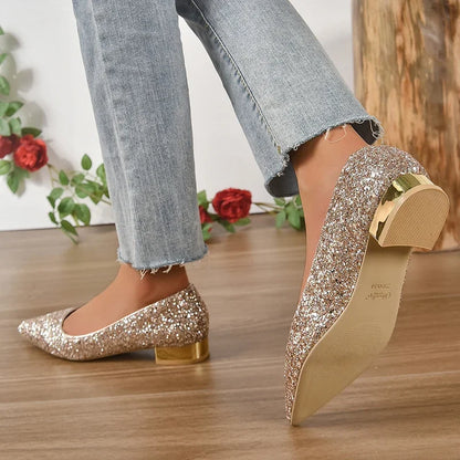 Women’s Shiny Silver Sequin Heels