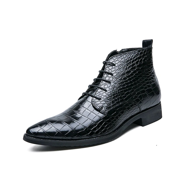 Low Heel Lace-Up Men's Leather Boots