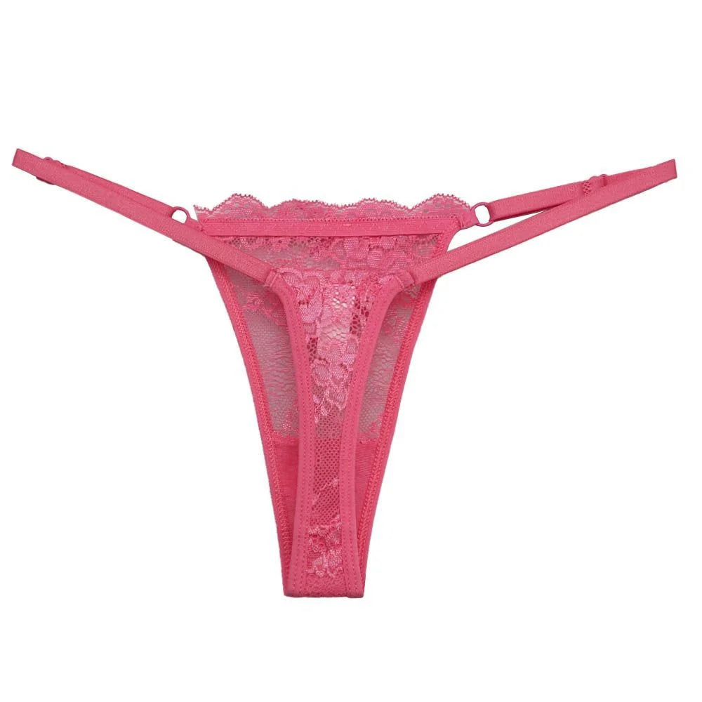 13PCS Women's Adjustable Waist Jacquard Lace G-String Panties - Low-Rise