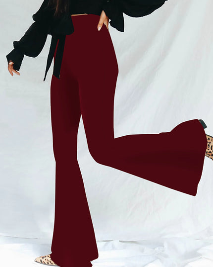 Hugcitar Women's High Waist Leopard Print Flare Pants