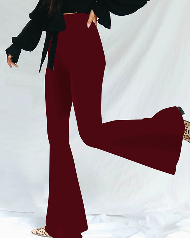 Hugcitar Women's High Waist Leopard Print Flare Pants