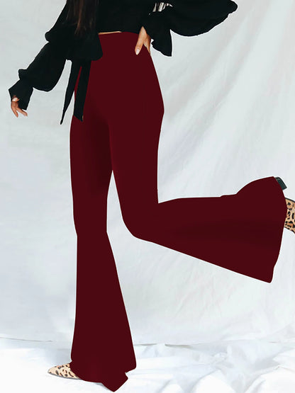 Hugcitar Women's High Waist Leopard Print Flare Pants