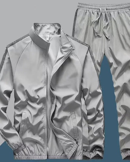 Men's Two-Piece Sportswear Set: Stand Collar Zipper Jacket and Drawstring Joggers