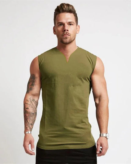 Men's V-Neck Cotton Tank Tops - Breathable & Comfortable