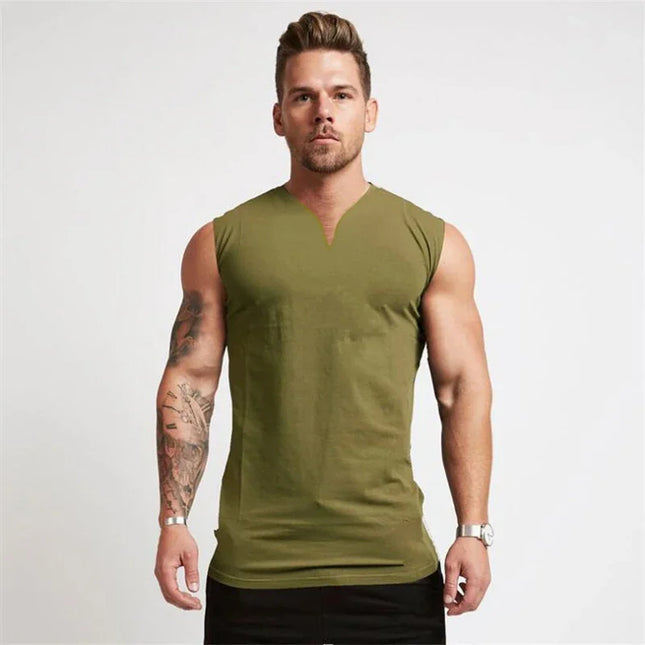 Men's V-Neck Cotton Tank Tops - Breathable & Comfortable