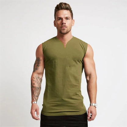 Men's V-Neck Cotton Tank Tops - Breathable & Comfortable