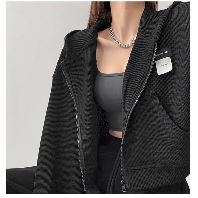 Women's Casual Hooded Zipper Sweater Jacket