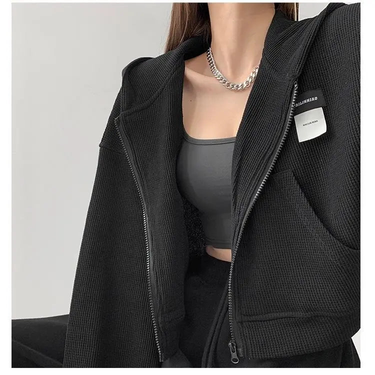 Women's Casual Hooded Zipper Sweater Jacket