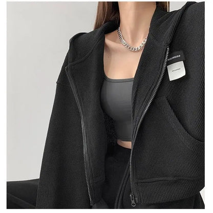 Women's Casual Hooded Zipper Sweater Jacket